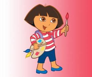 yapboz Dora kâşif fırça ve renk paleti ile